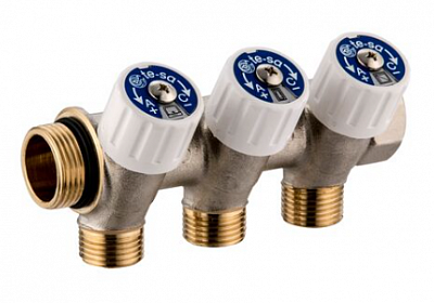 1135955 USYSTEMS коллектор SH 1" с вентилями НР/ВР 4x1/2"НР, ц/ц 38мм '4И